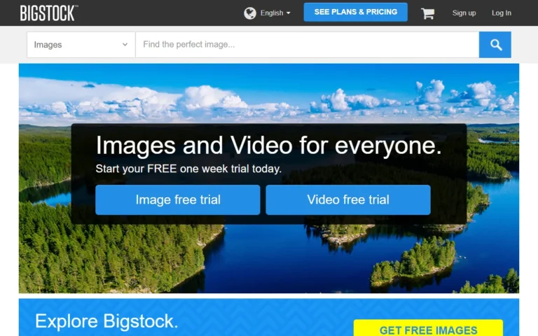 Bigstock's homepage