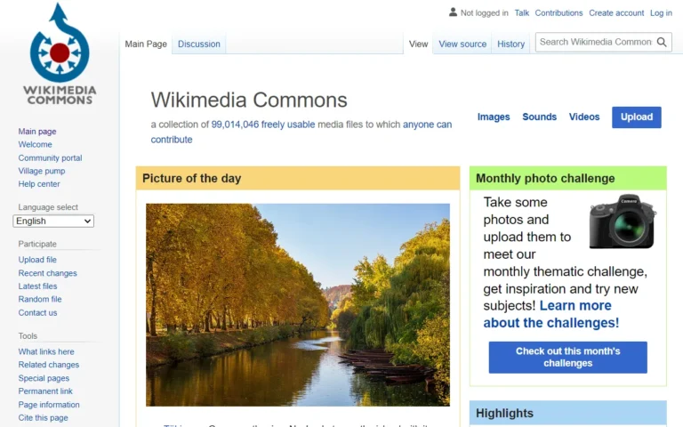 Wikimedia Commons's homepage