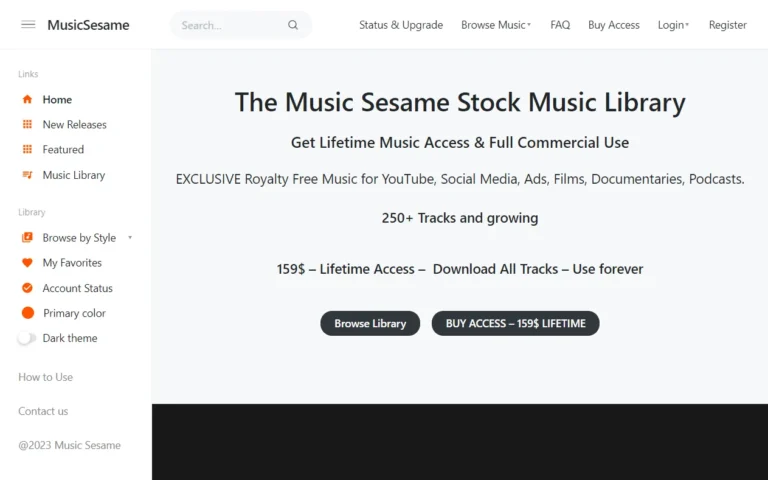 Music Sesame's homepage