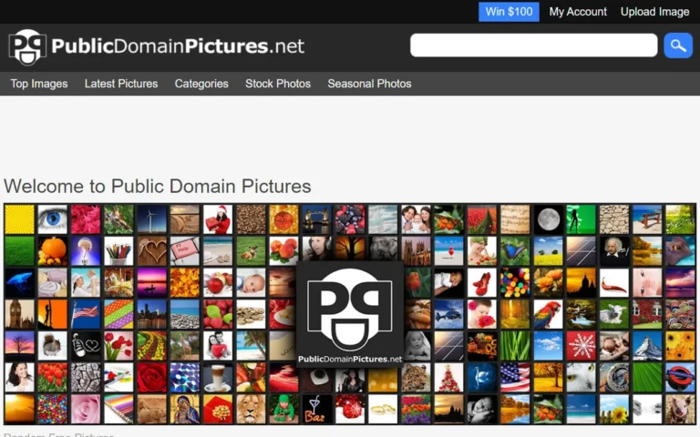 Public Domain Pictures's homepage