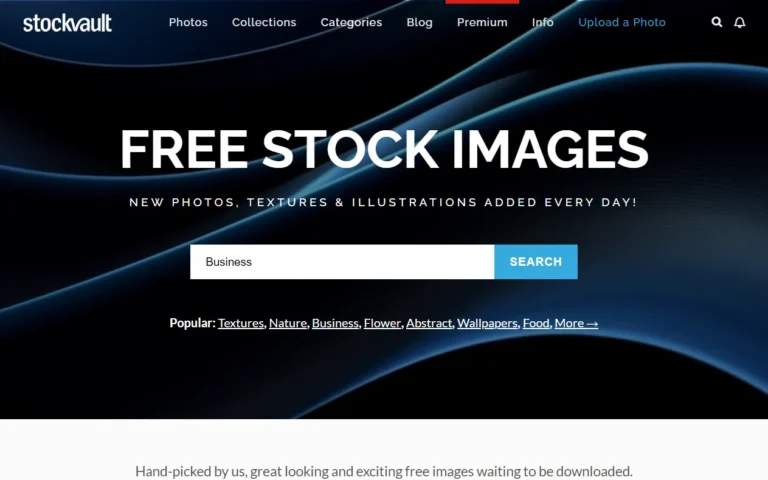 Stockvault's homepage