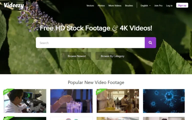 Videezy's homepage